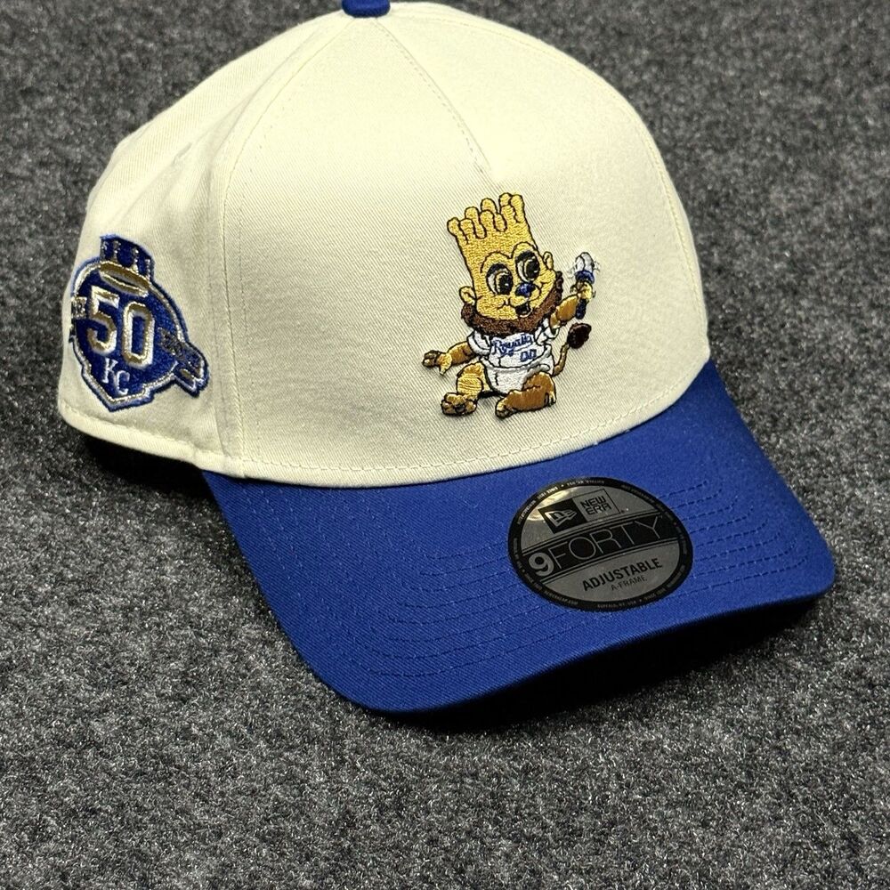 NEW ERA Kansas City Royals Mini Mascot Slugger Hat 50 Year Patch 9FORTY A Frame